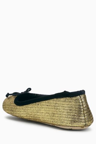 Metallic Gold Textured Ballet Slippers